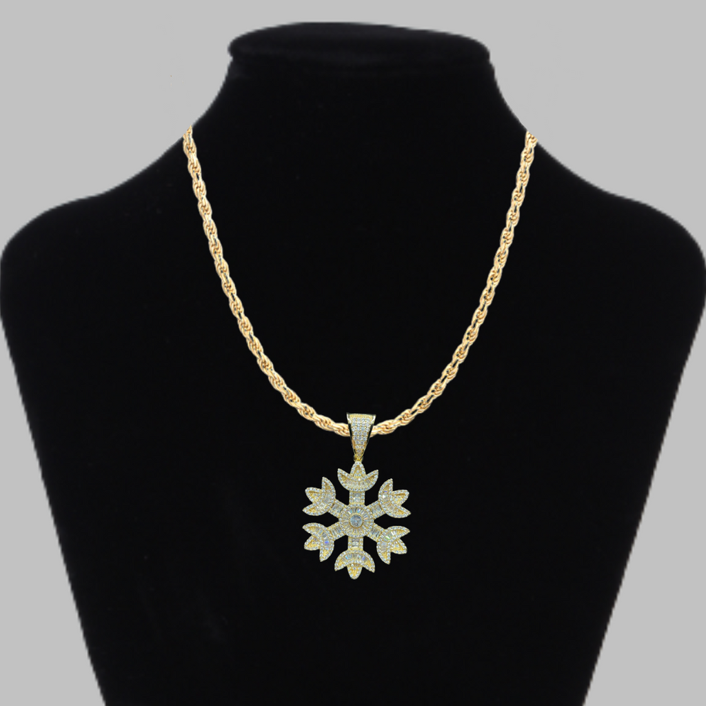 Snowflake Baguette-Tennis Edition Iced Out Diamond Pendant Necklace