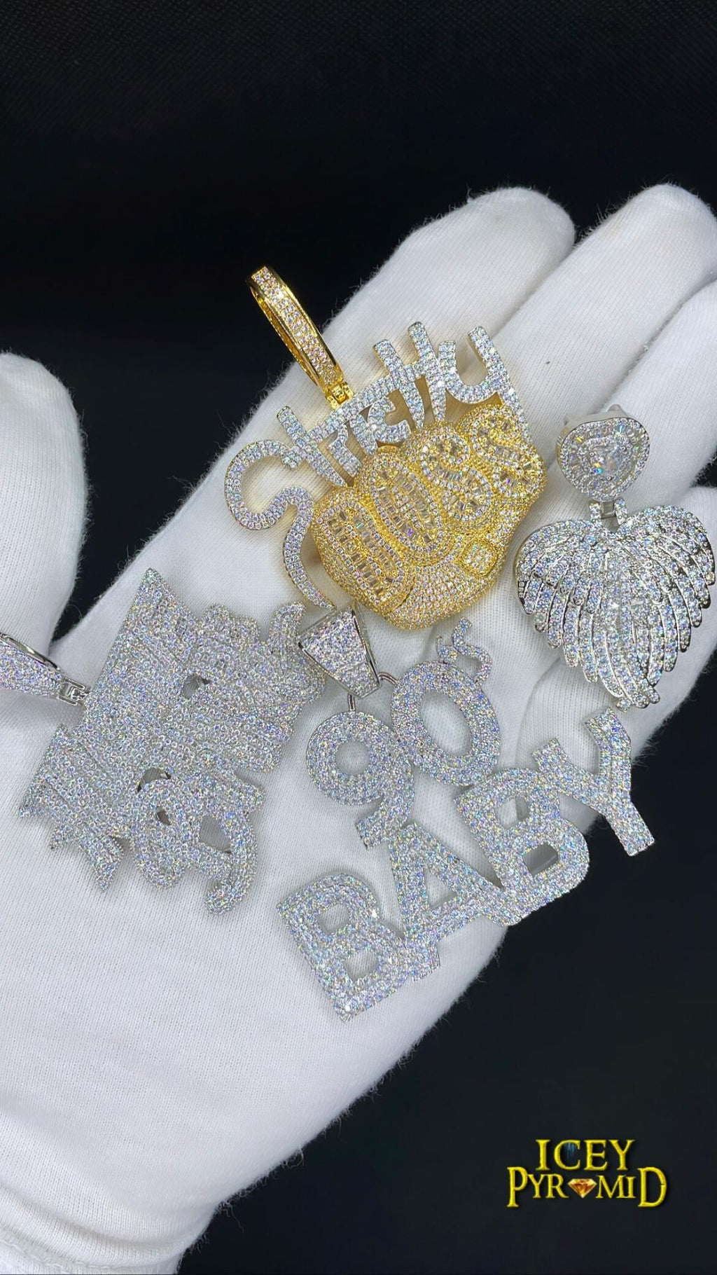 Angel Wings Heart Tennis Iced Out Diamond Pendant Necklace