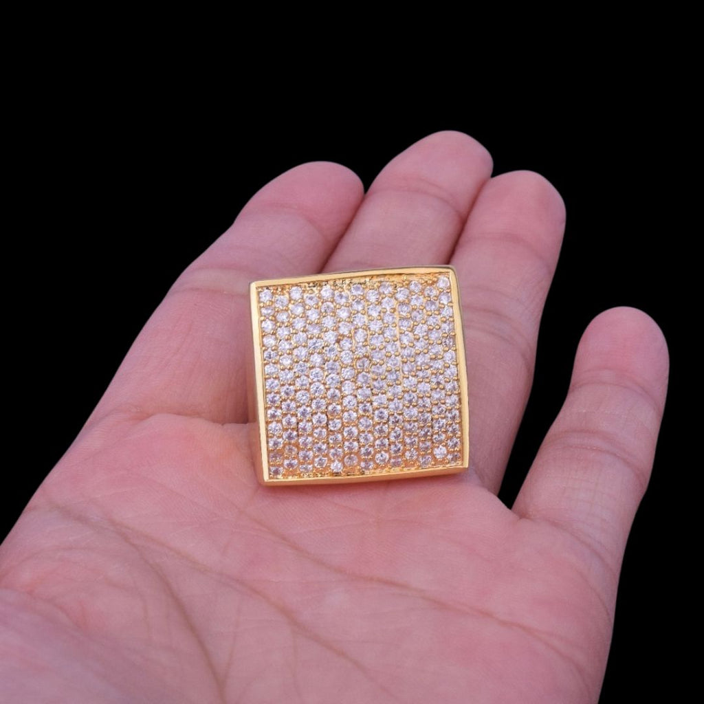 Oval Square Cubic Iced Out Diamond Ring