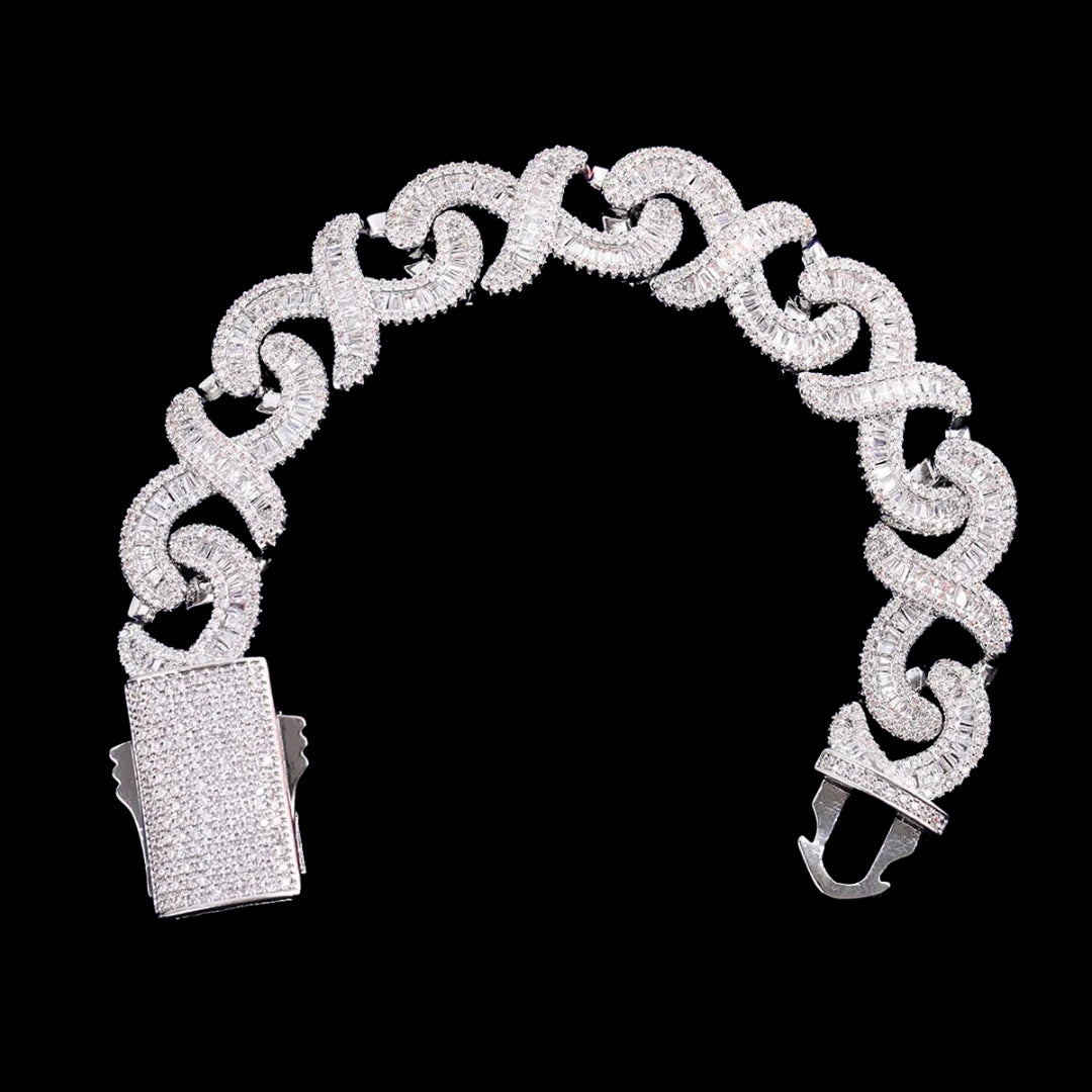 20MM Infinity Link Iced Out Diamond Necklace Bracelet Set