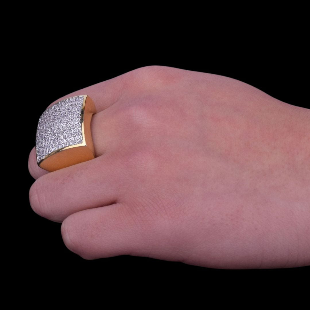 Oval Square Cubic Iced Out Diamond Ring