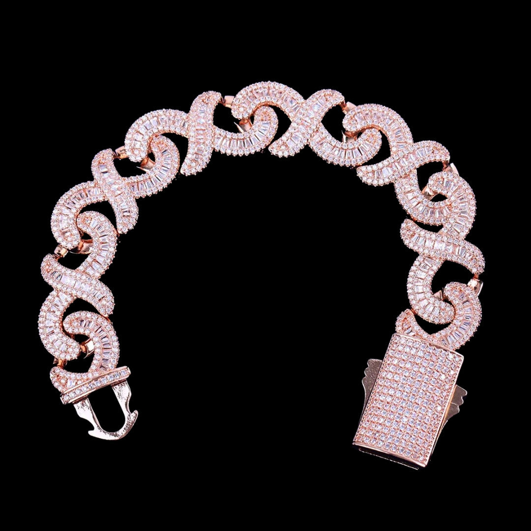 20MM Infinity Link Iced Out Diamond Necklace Bracelet Set