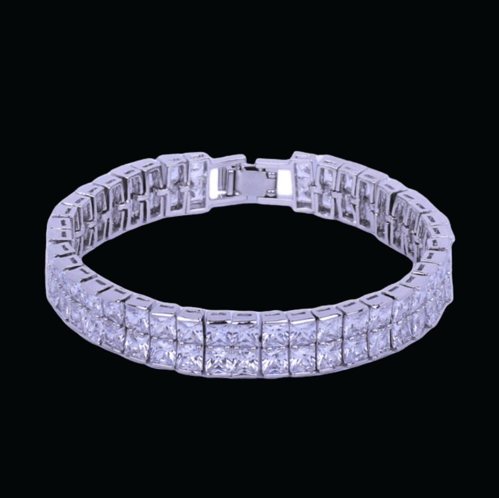 10MM Double Square Baguette Iced Out Diamond Bracelet
