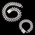 17MM Sword Choker Miami Cuban Iced Out Diamond Necklace Bracelet Set
