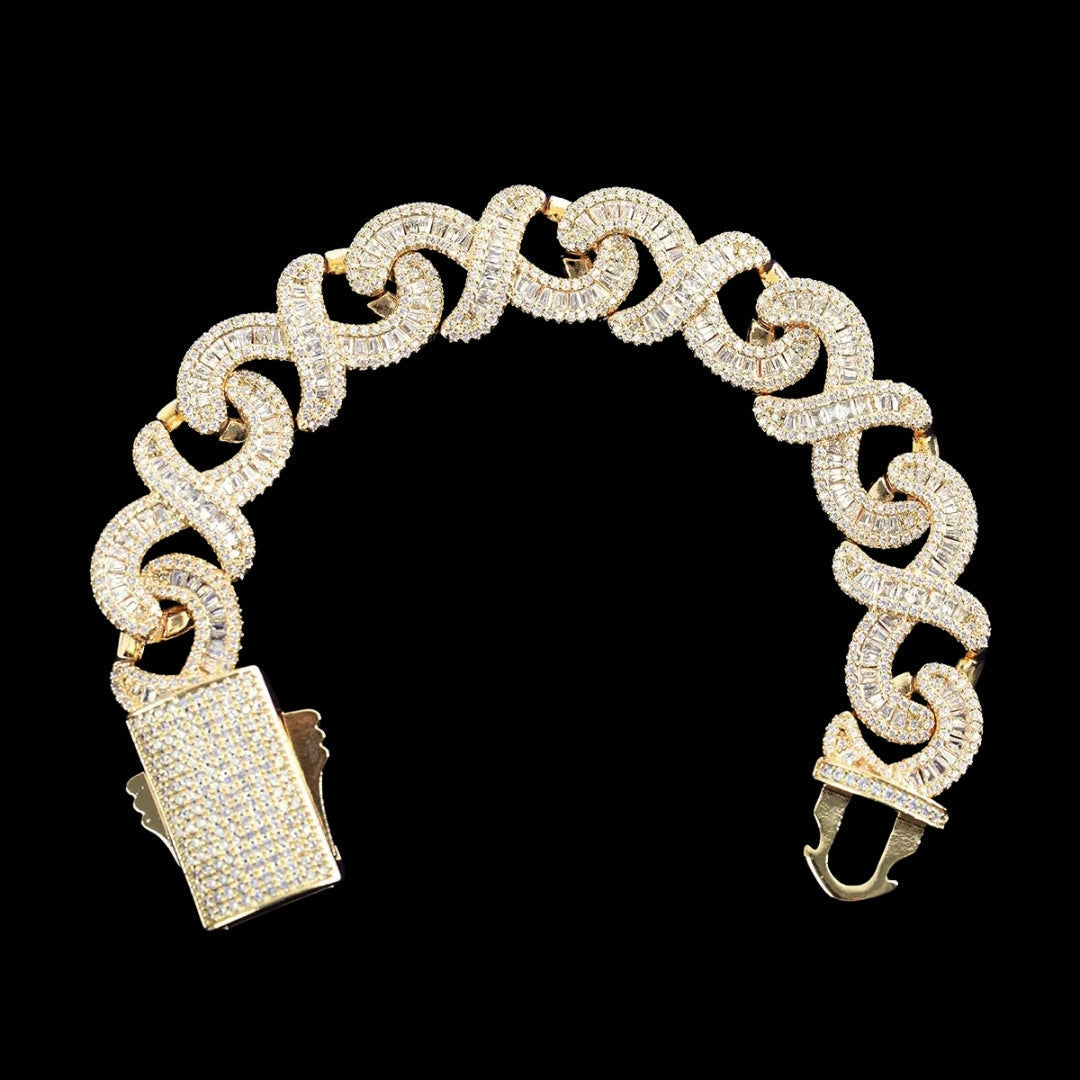 20MM Infinity Link Iced Out Diamond Necklace Bracelet Set