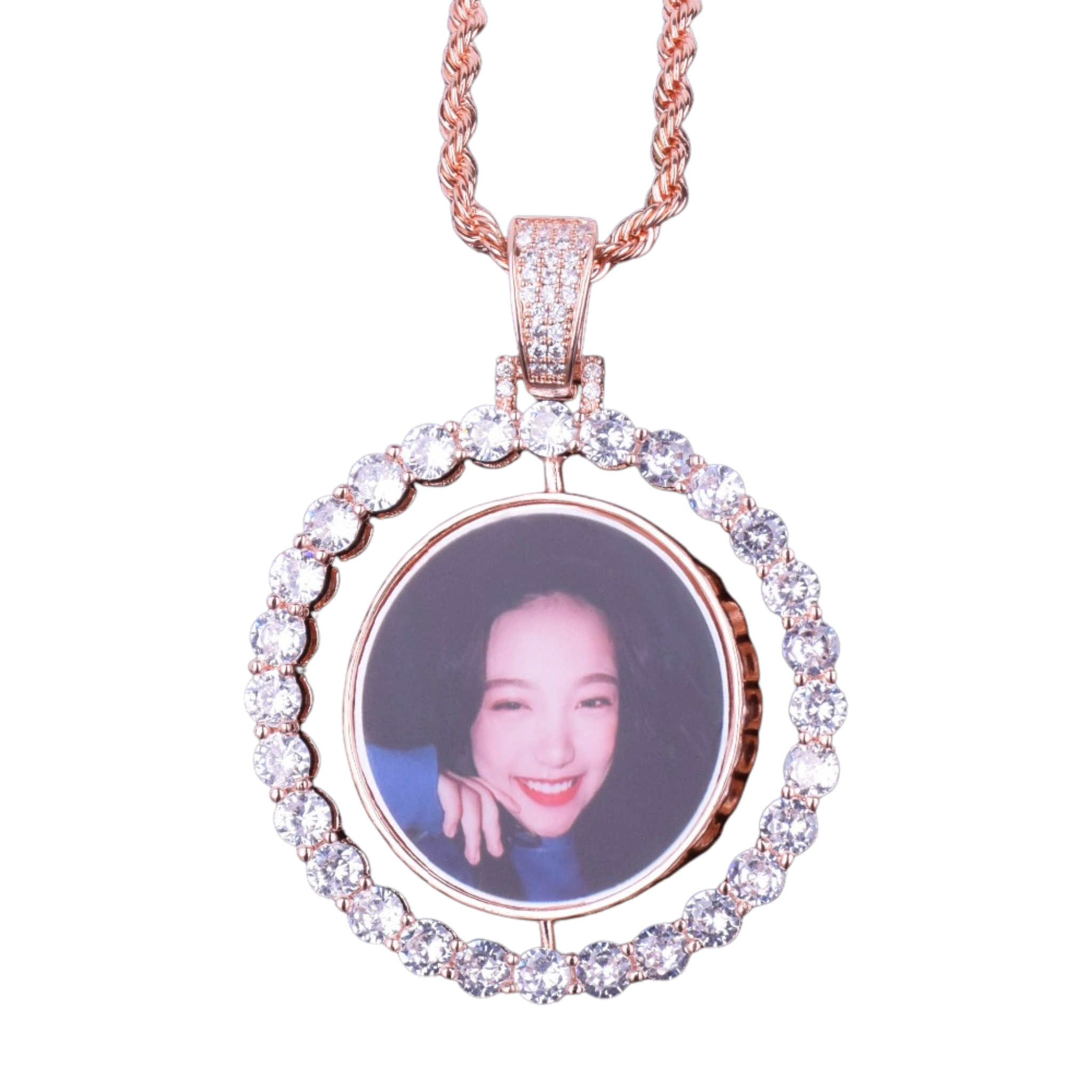 Rotating Double-Sided Medallions Spinning Custom Photo Picture Pendant Necklace