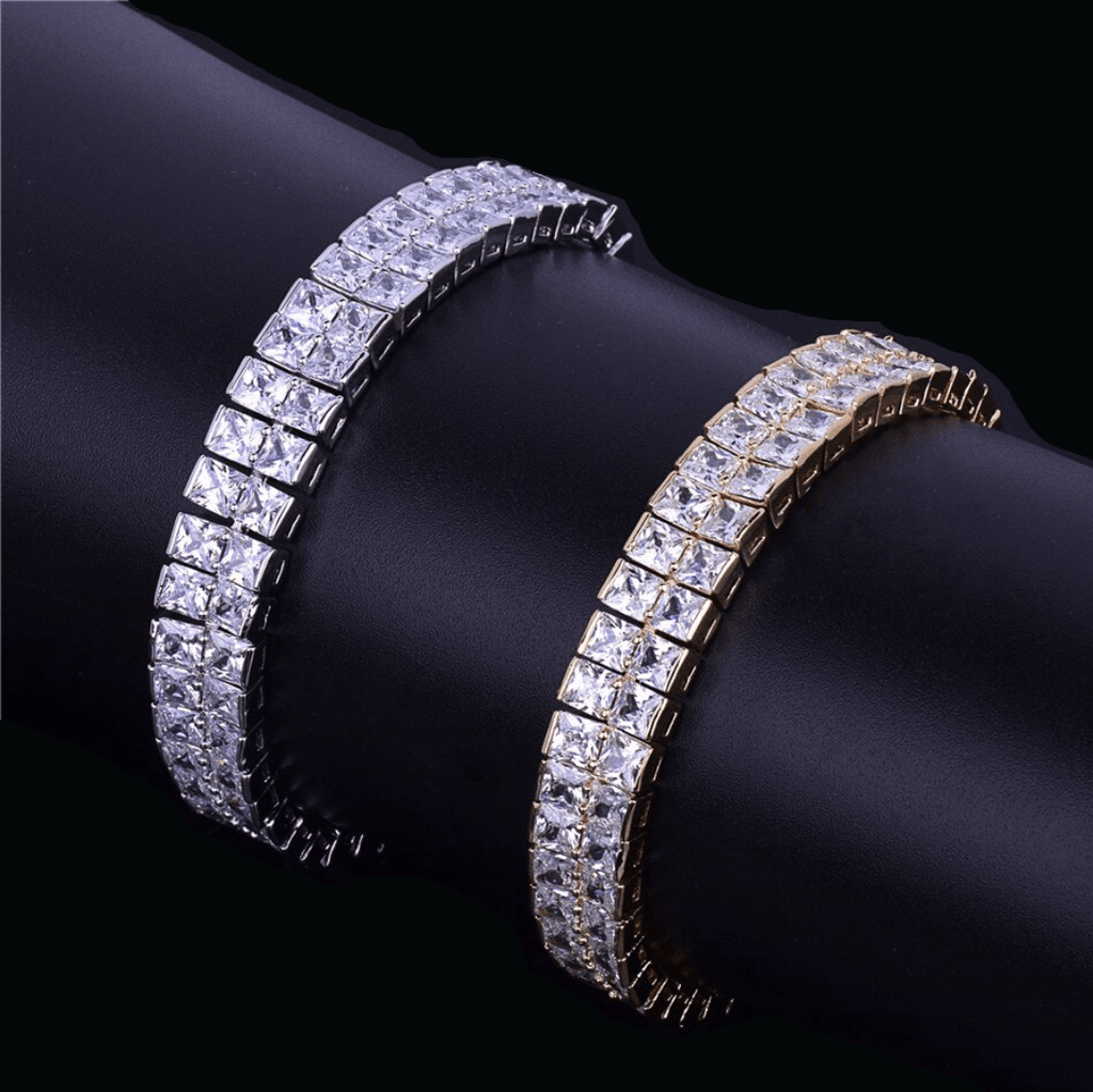 10MM Double Square Baguette Iced Out Diamond Bracelet