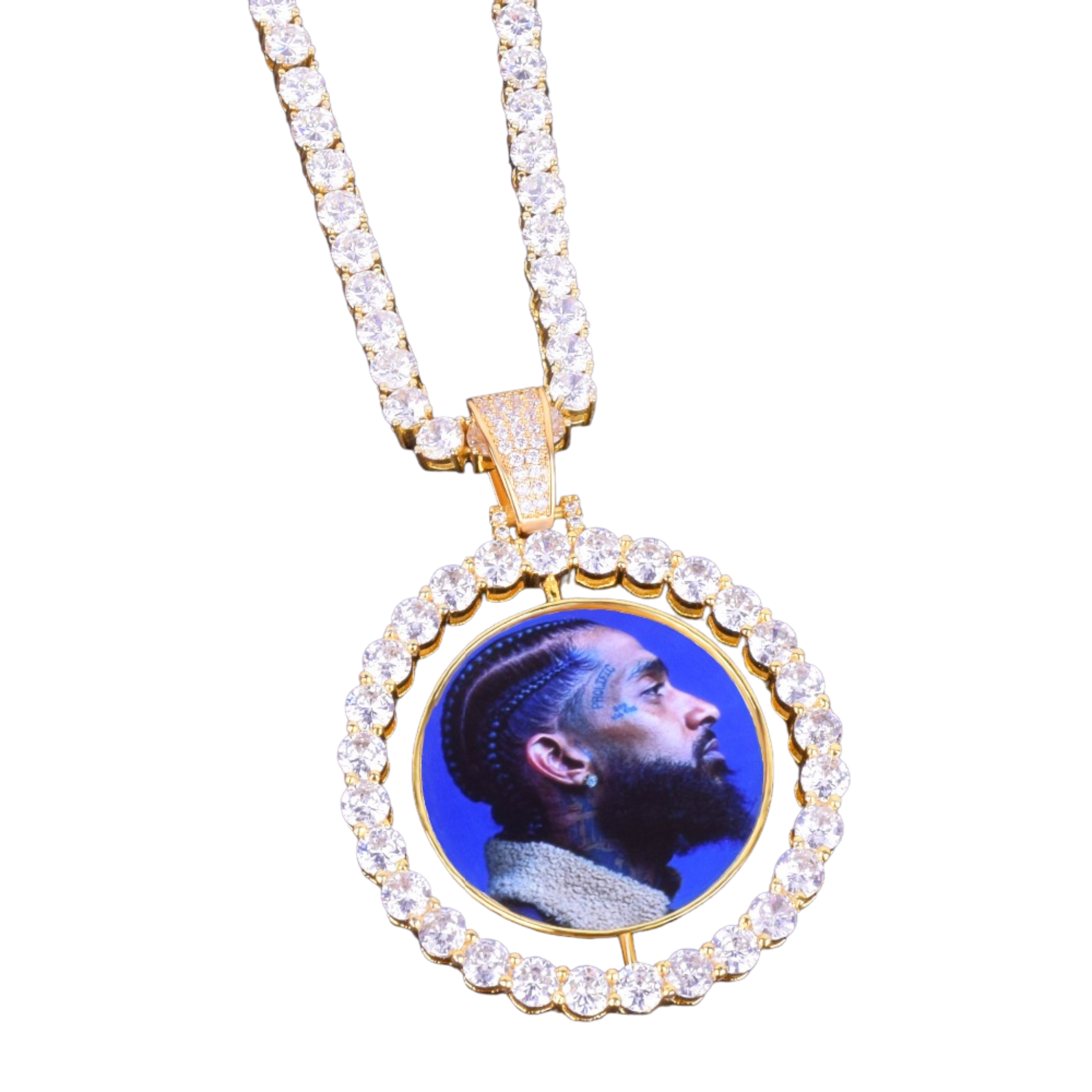 Rotating Double-Sided Medallions Spinning Custom Photo Picture Pendant Necklace