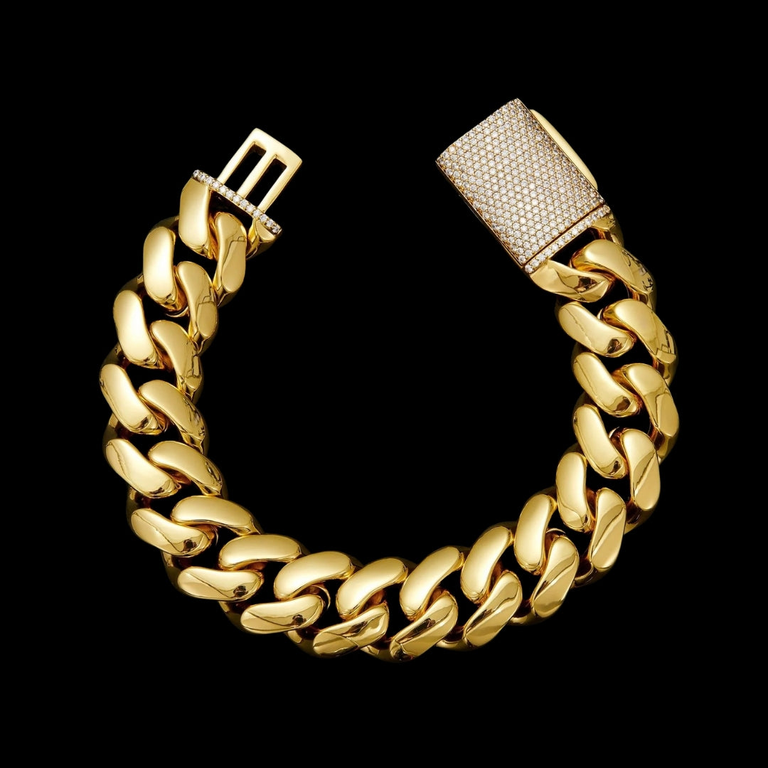 12MM-22MM VVS Iced Box Clasp Luxury Stainless Steel Bracelet