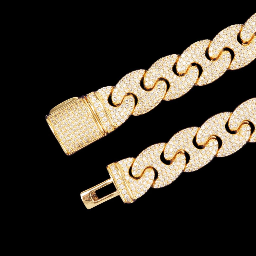 14MM Cuban Link Iced Out Diamond Necklace Bracelet Set