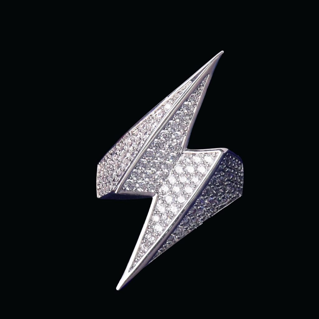 Lightning Sign Iced Out Diamond Ring