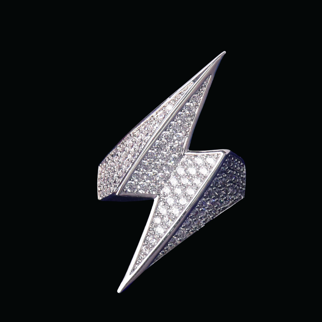 Lightning Sign Iced Out Diamond Ring