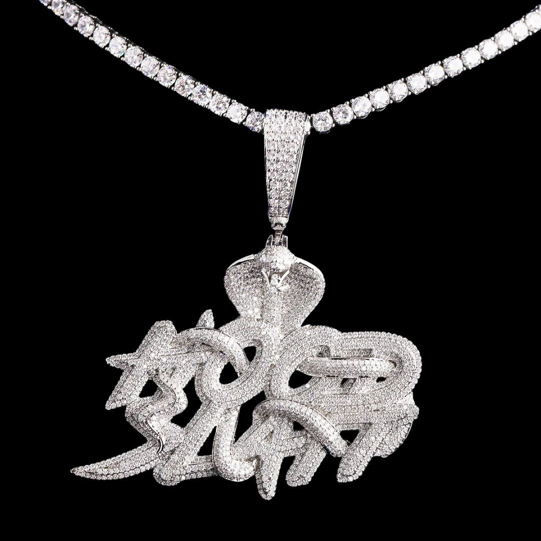 Cobra Hood Slatt Iced Out Diamond Pendant Necklace
