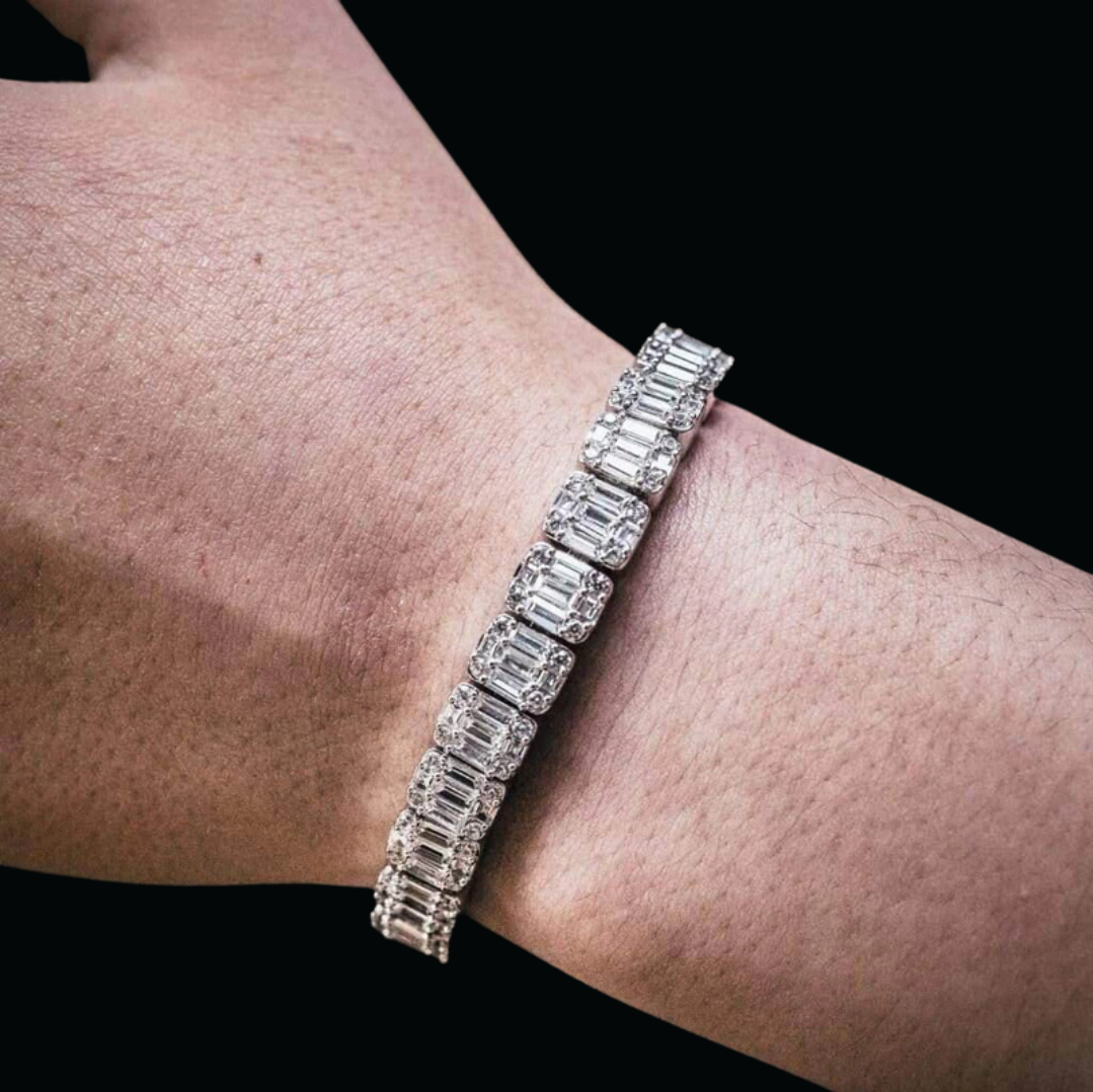 8MM Square Charm Iced Out Diamond Bracelet