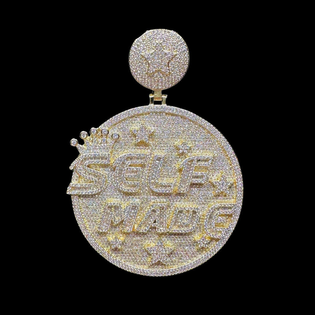 Limited Self Made Round Iced Out Letter Diamond Pendant Necklace