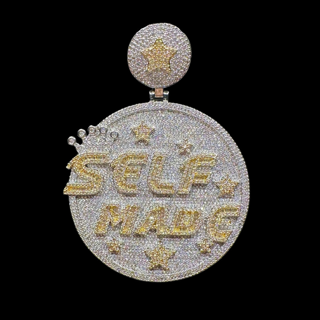 Limited Self Made Round Iced Out Letter Diamond Pendant Necklace