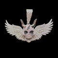 Wing Skull Iced Out Diamond Pendant Necklace