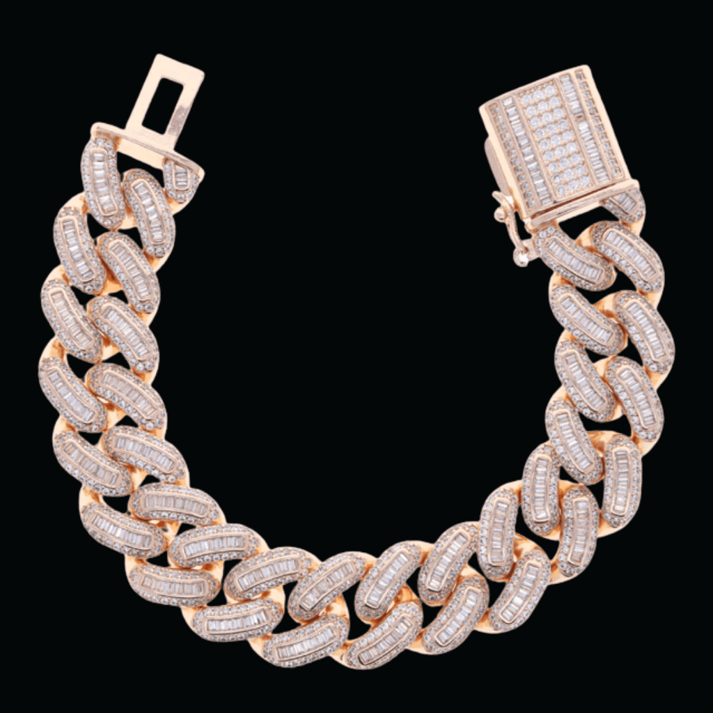 18MM Baguette Box Clasp Iced Out Diamond Bracelet