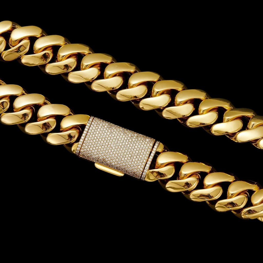 12MM-22MM VVS Iced Box Clasp Luxury Stainless Steel Bracelet