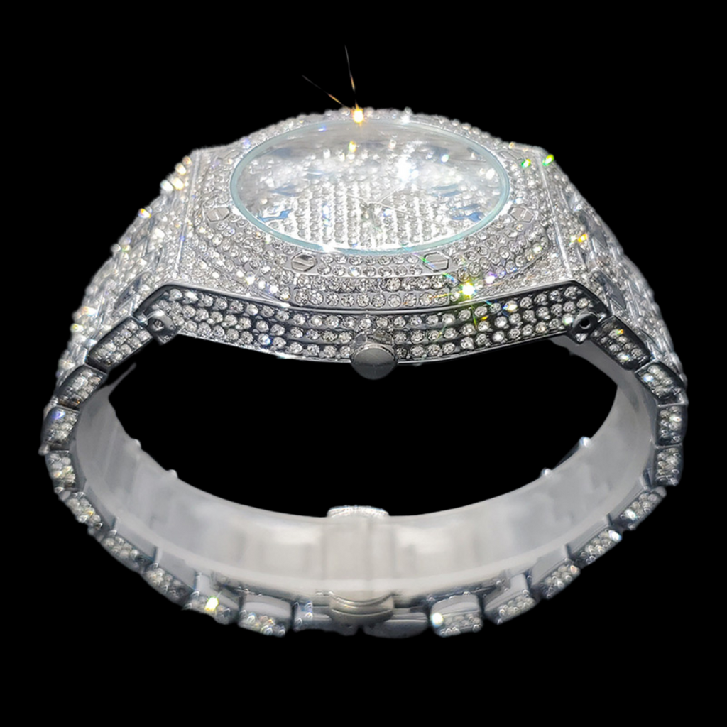 Bust Down Date Arabic Numerals VVS Iced Out Diamond Watch