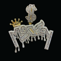 Money with Dollar Bail Iced Out Letter Diamond Pendant Necklace