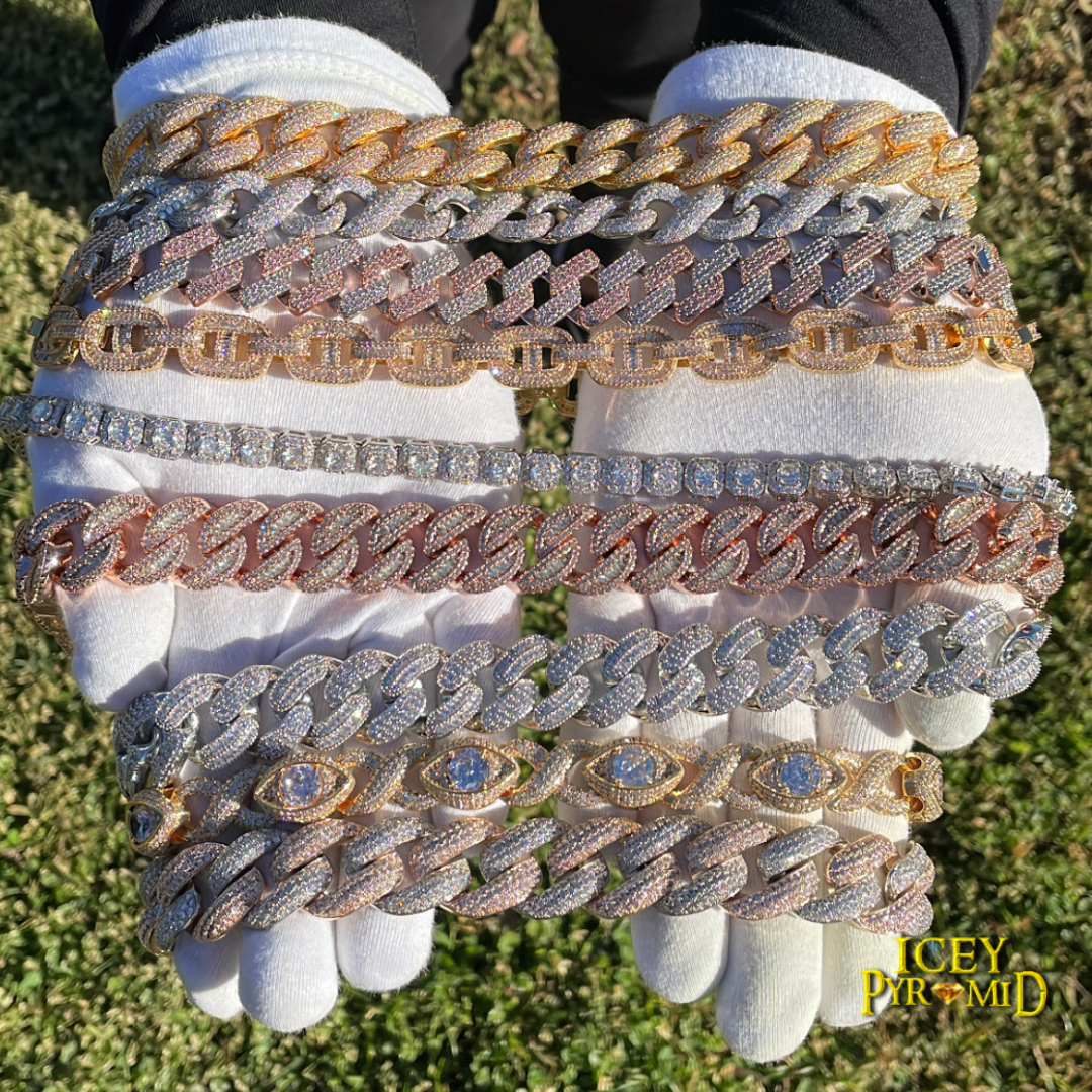 20MM Tennis-Baguette-Diamond Triple Edition Iced Out Diamond Necklace Chain