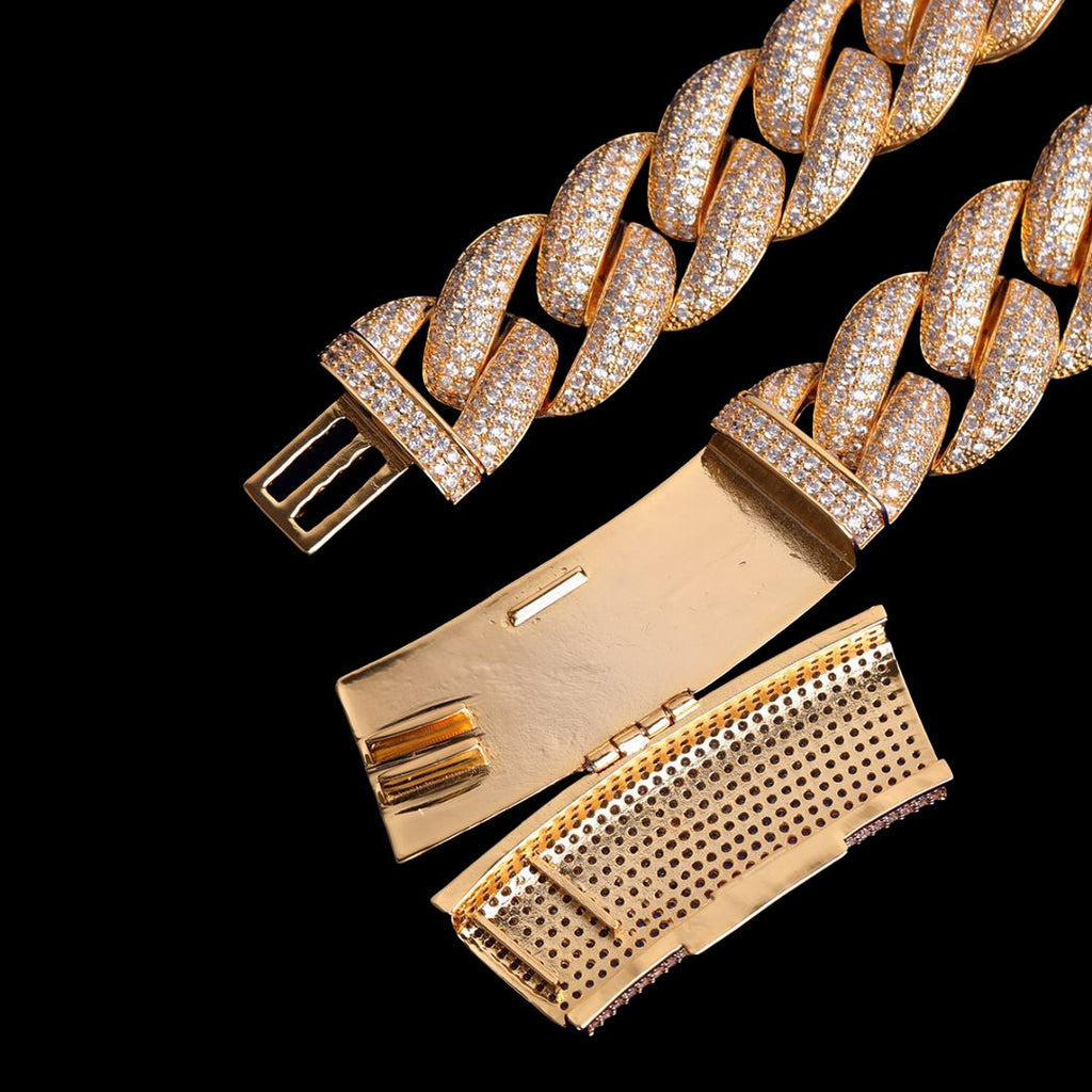 20MM Big Clasp Thick Miami Cuban Iced Out Diamond Bracelet