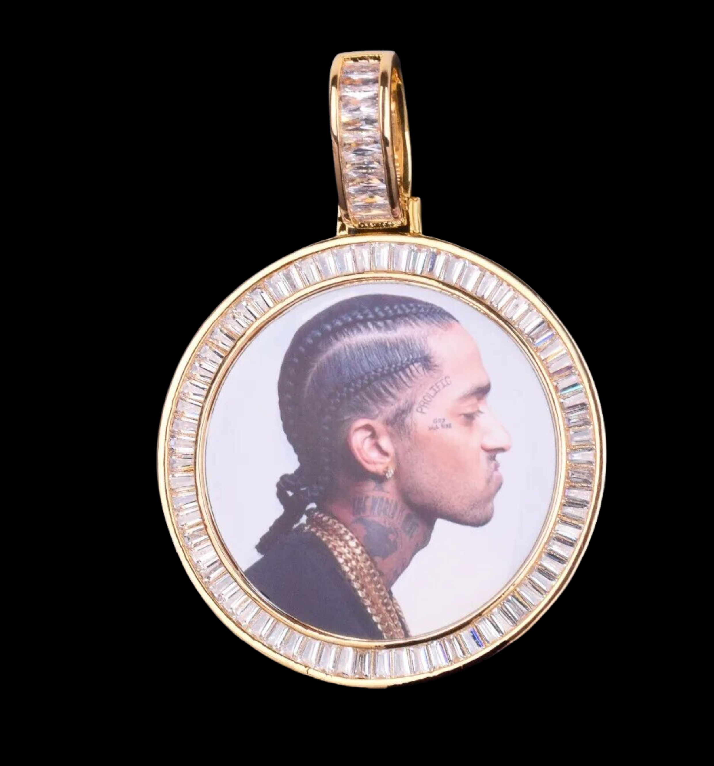 Rounded Baguettes Custom Photo Picture Pendant Necklace