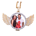 Angel Wings Medallion Circle Custom Photo Picture Pendant Necklace