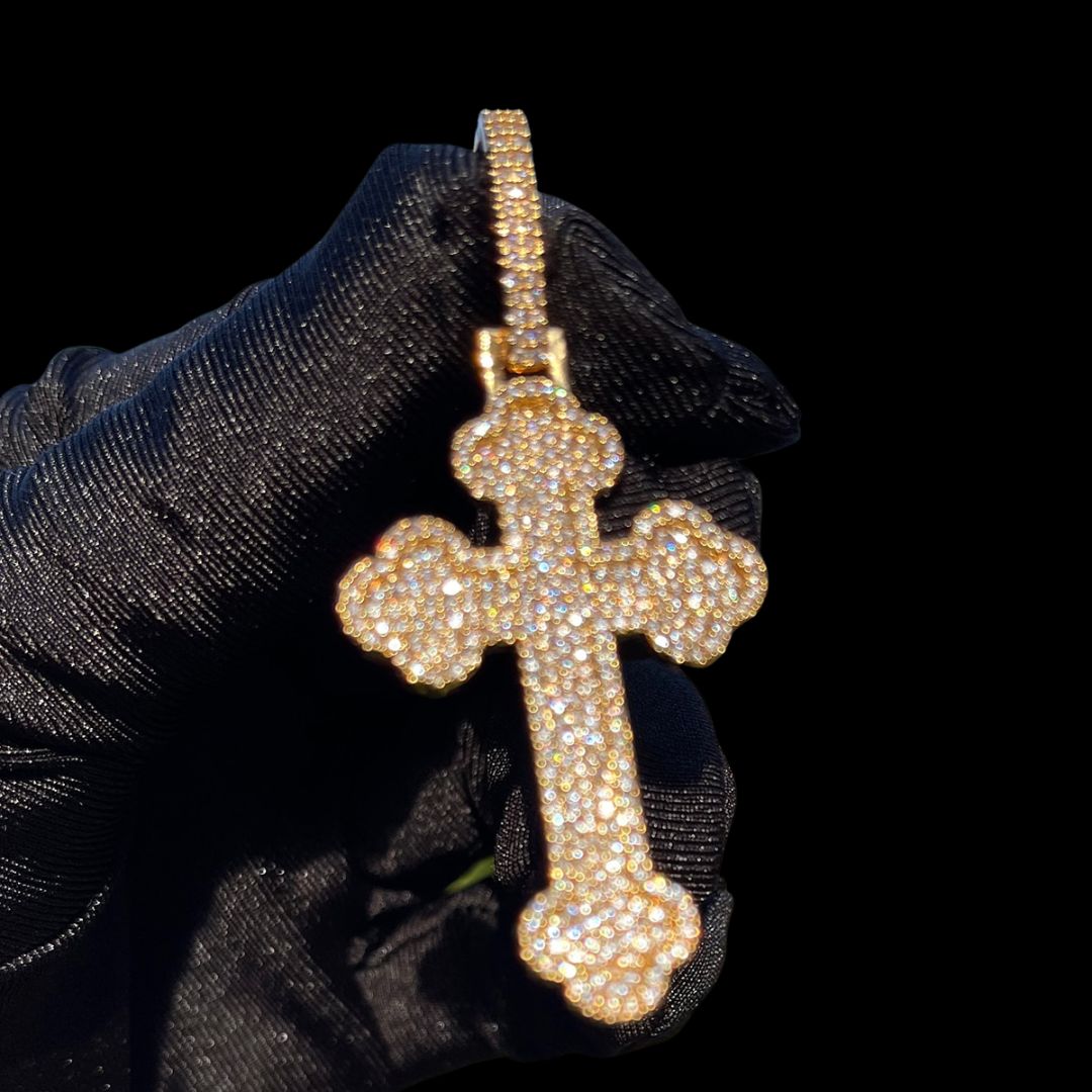 Cross Baguette Edition Iced Out Diamond Pendant Necklace