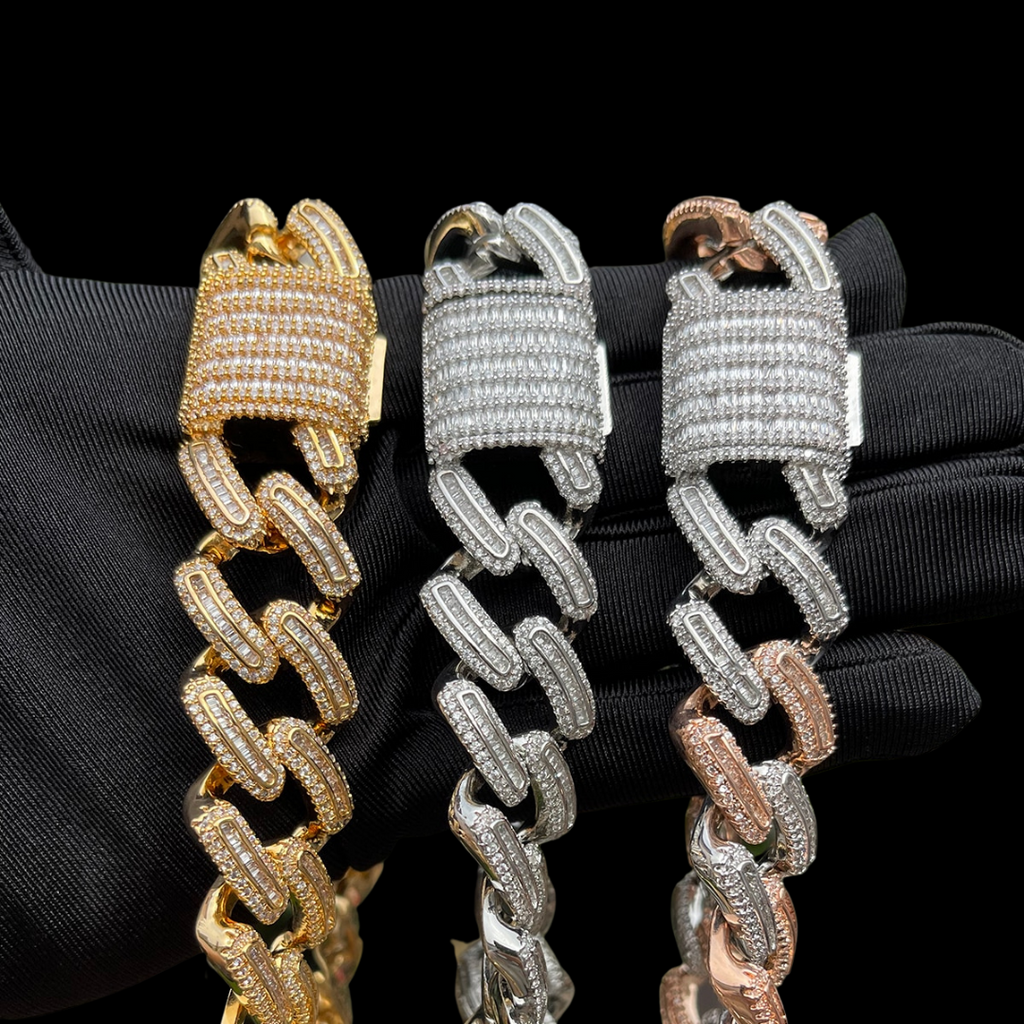 20MM Elegant Thin Setting Iced Out Diamond Necklace Chain