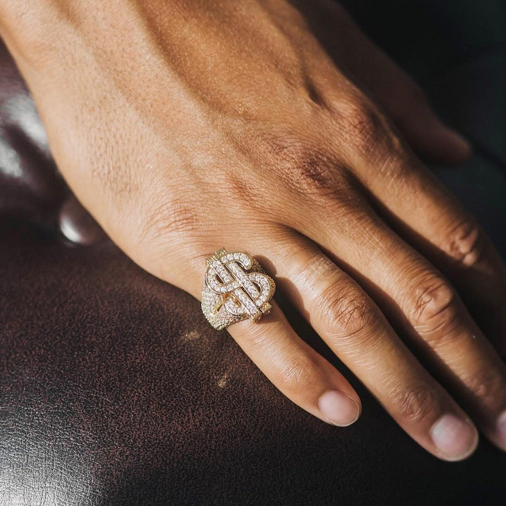 Dollar Sign Iced Out Diamond Ring