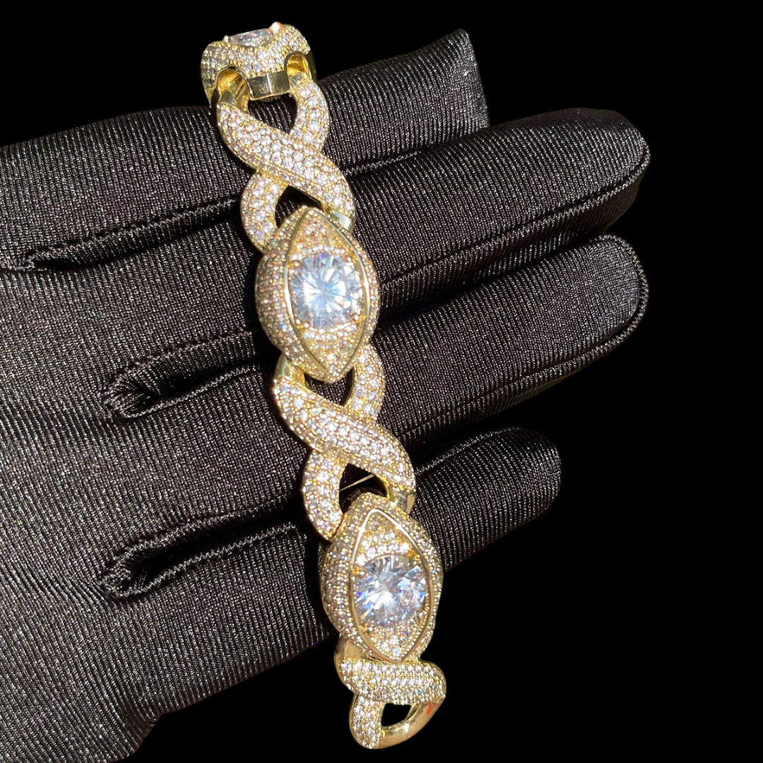 10MM Infinity Eye Cuban Link Iced Out Diamond Bracelet