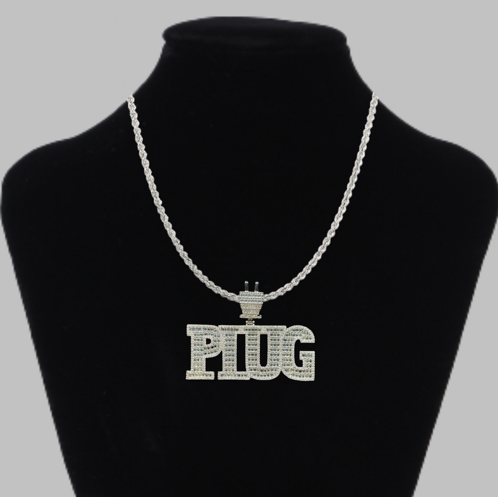 PLUG Special Bail Iced Out Letter Diamond Pendant Necklace