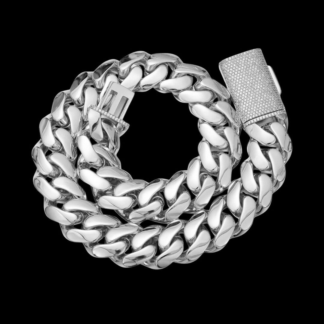 6MM-20MM VVS Iced Box Clasp Luxury Stainless Steel Necklace Chain