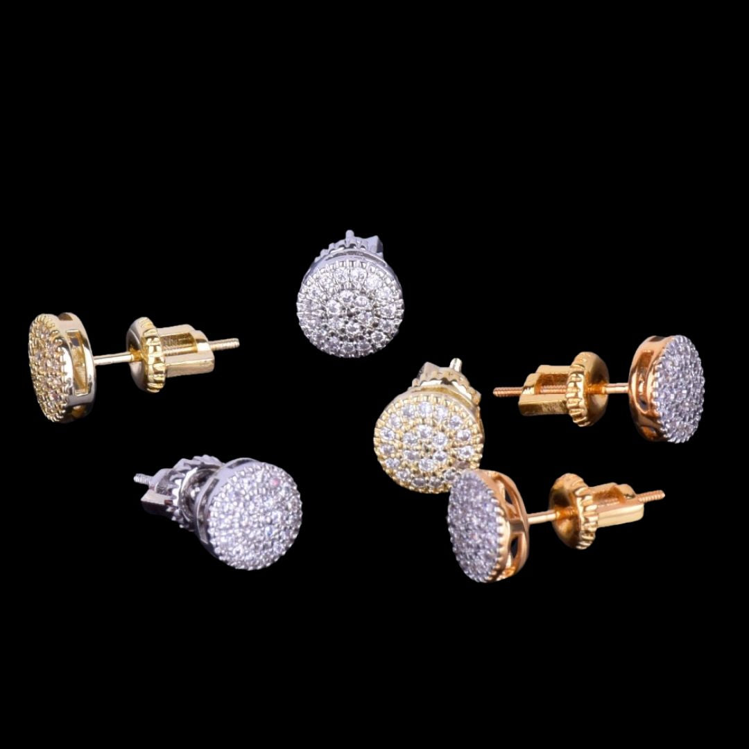 8MM Round Cut Iced Out Diamond Stud Earrings