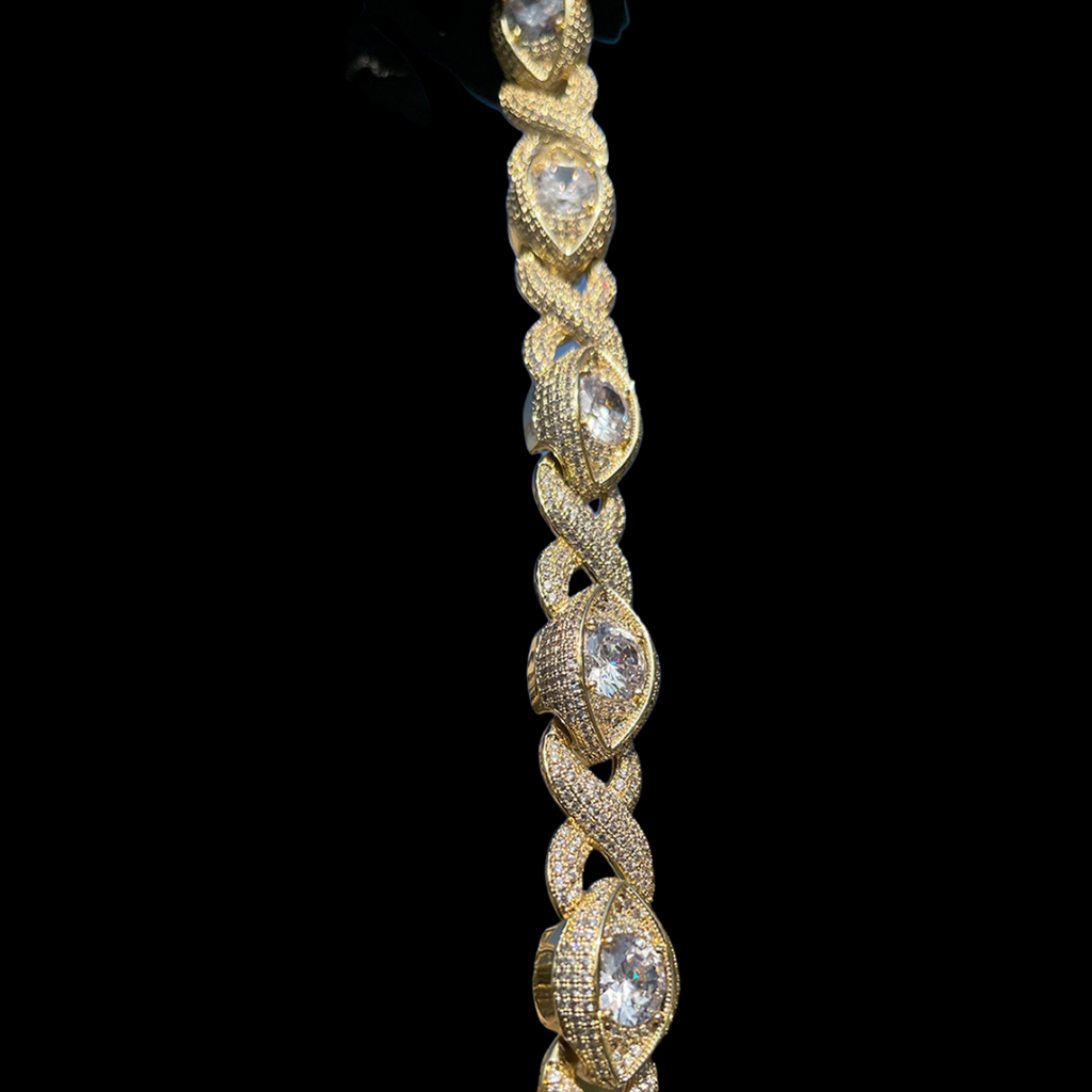 20MM Diamond Eyes Infinity Linked Iced Out Diamond Necklace Bracelet Set