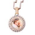 Diamond Baguette Custom Photo Picture Pendant Necklace
