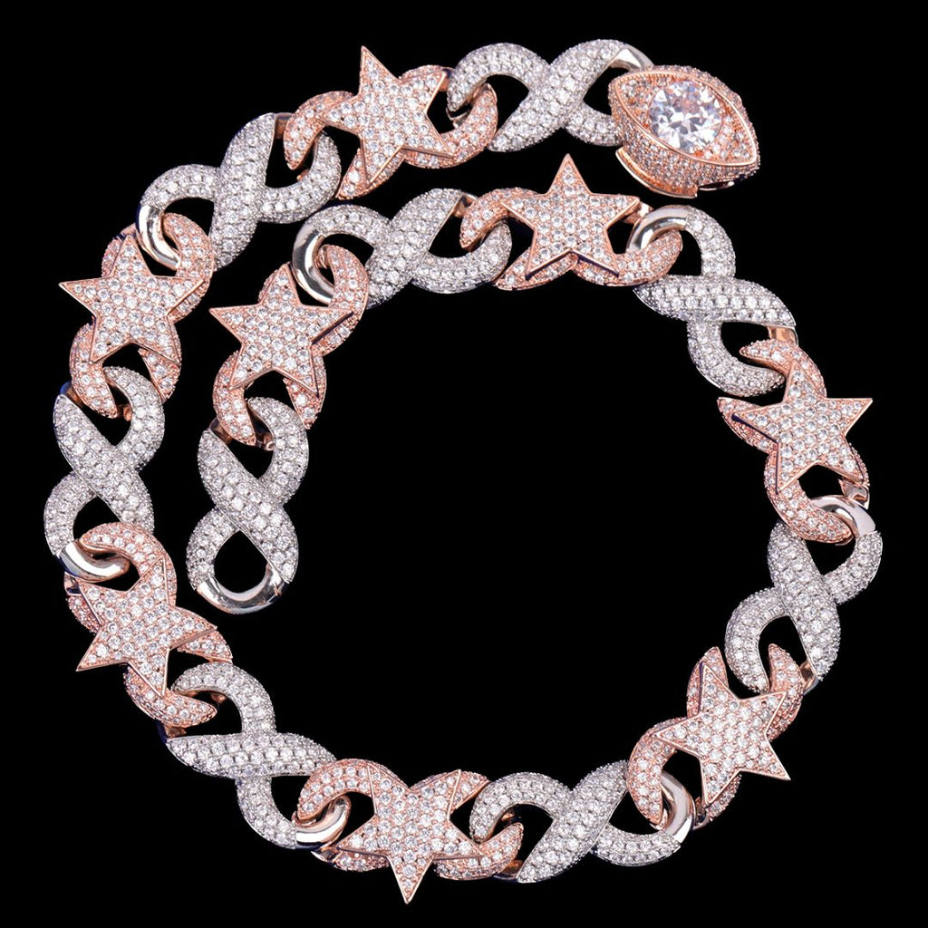 20MM Star Infinity Linked Diamond Eye Iced Out Necklace Chain