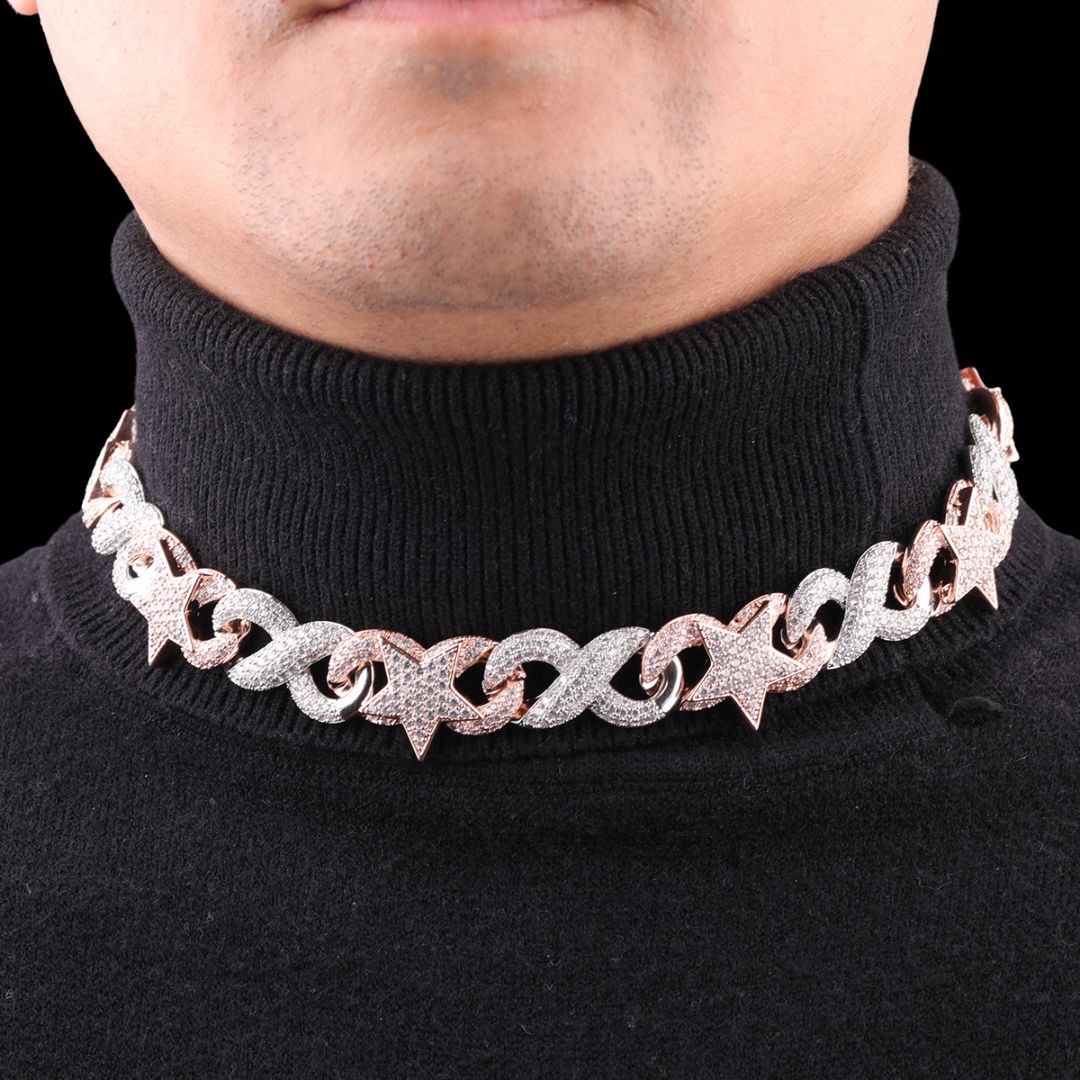 20MM Star Infinity Linked Diamond Eye Iced Out Necklace Chain