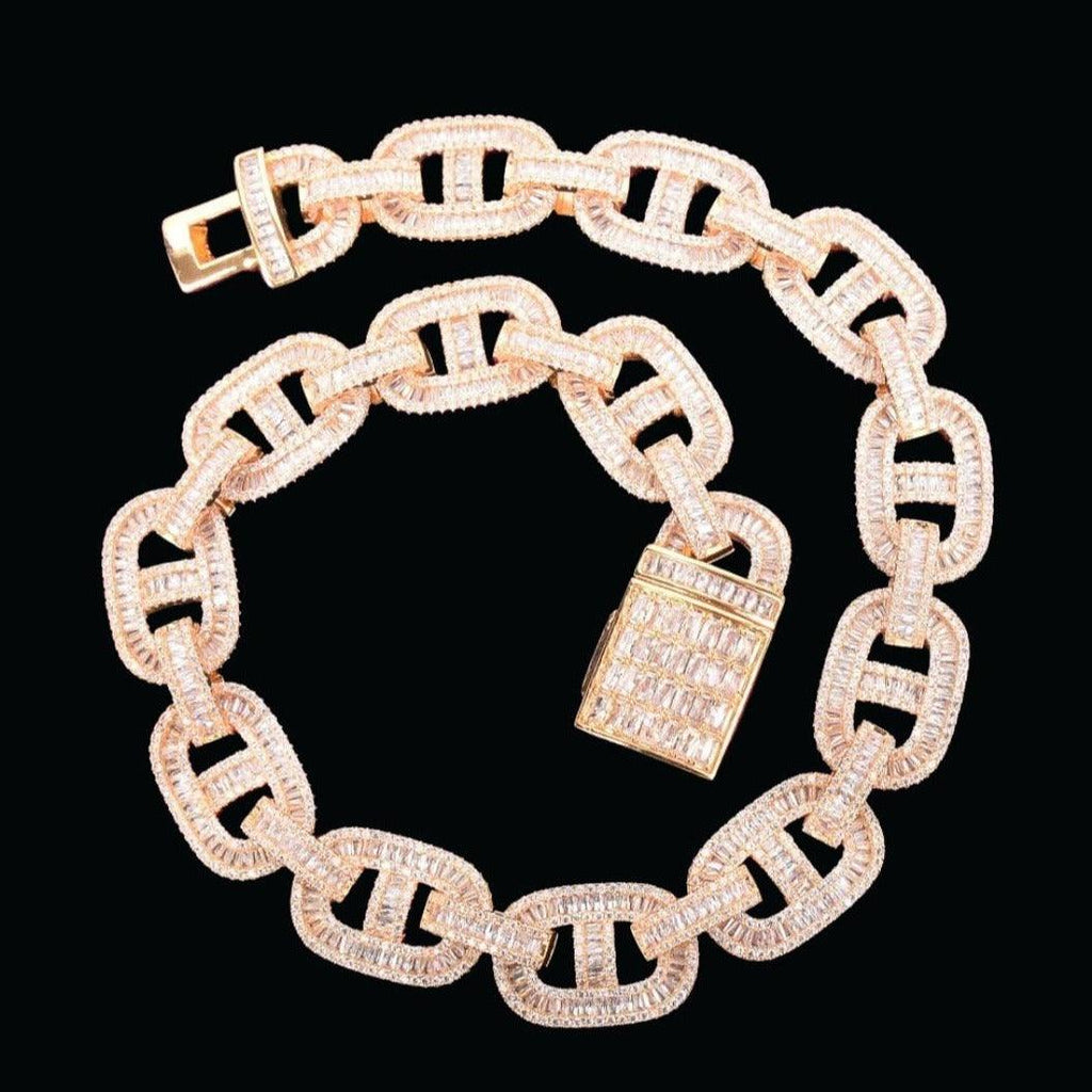14MM Baguette Miami Cuban Link Iced Out Diamond Necklace Chain