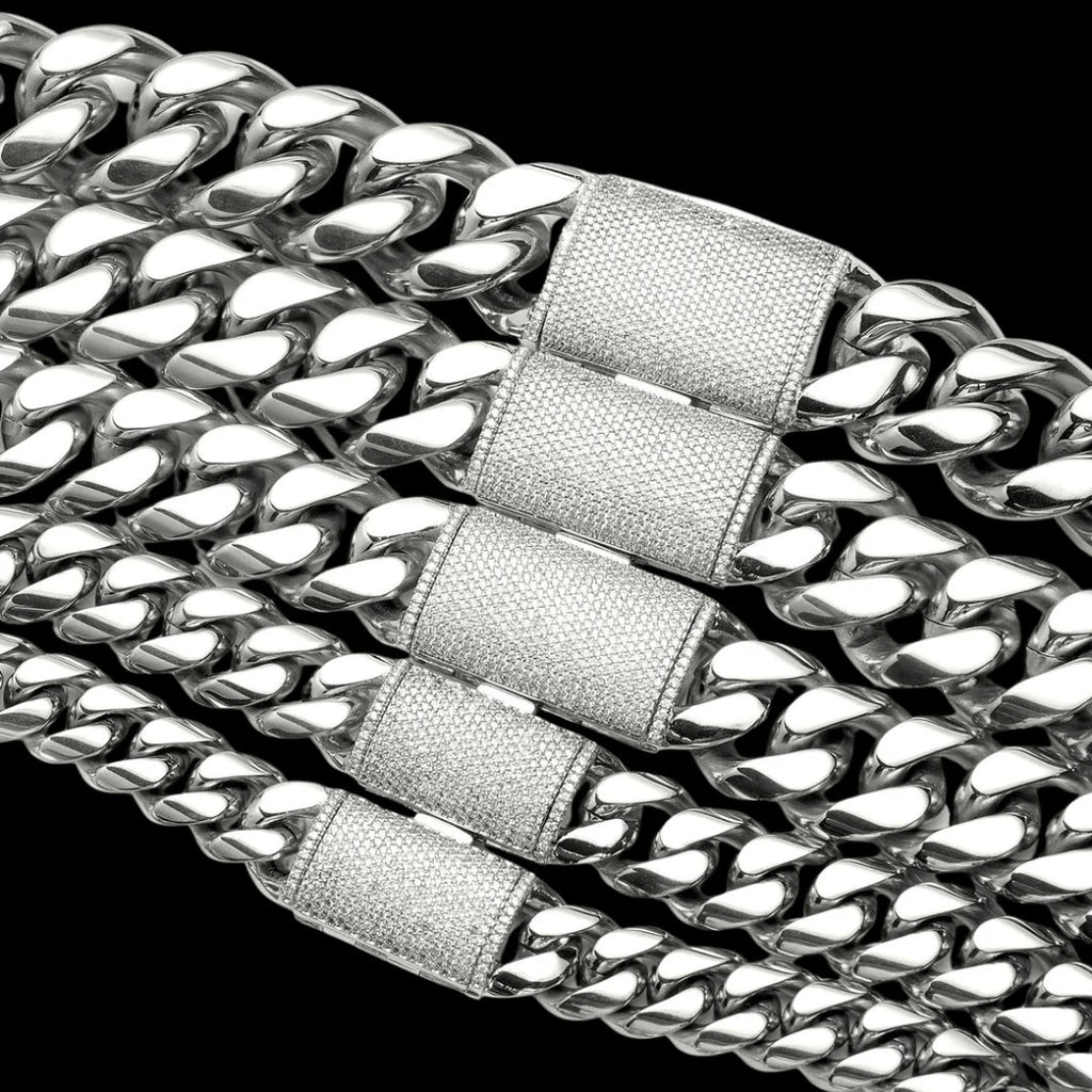6MM-20MM VVS Iced Box Clasp Luxury Stainless Steel Necklace Chain