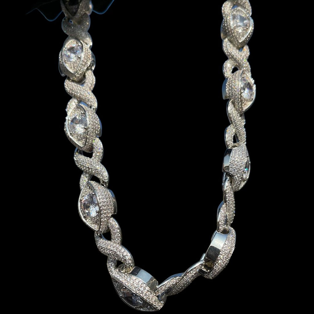 20MM Diamond Eyes Infinity Linked Iced Out Diamond Necklace Chain