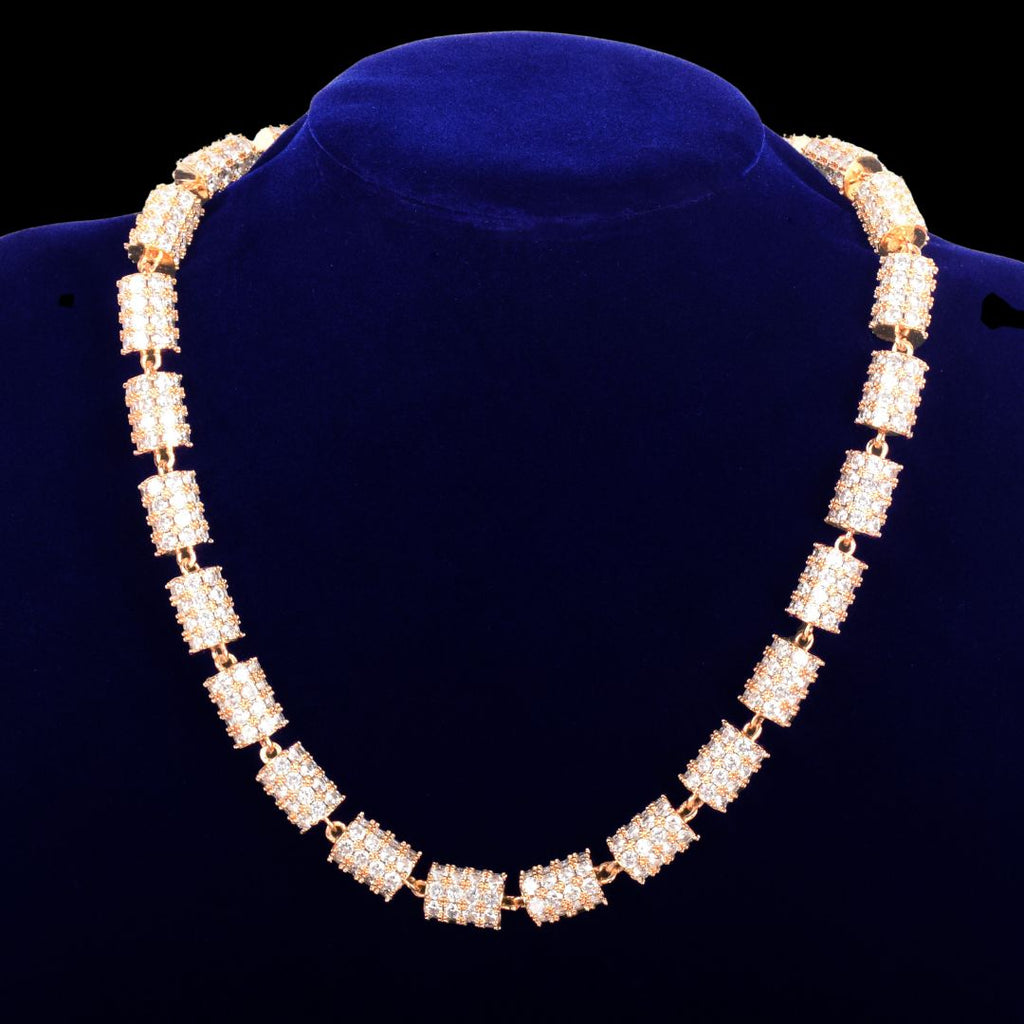 10MM Diamond Wheel Baguette Iced Out Diamond Necklace Chain