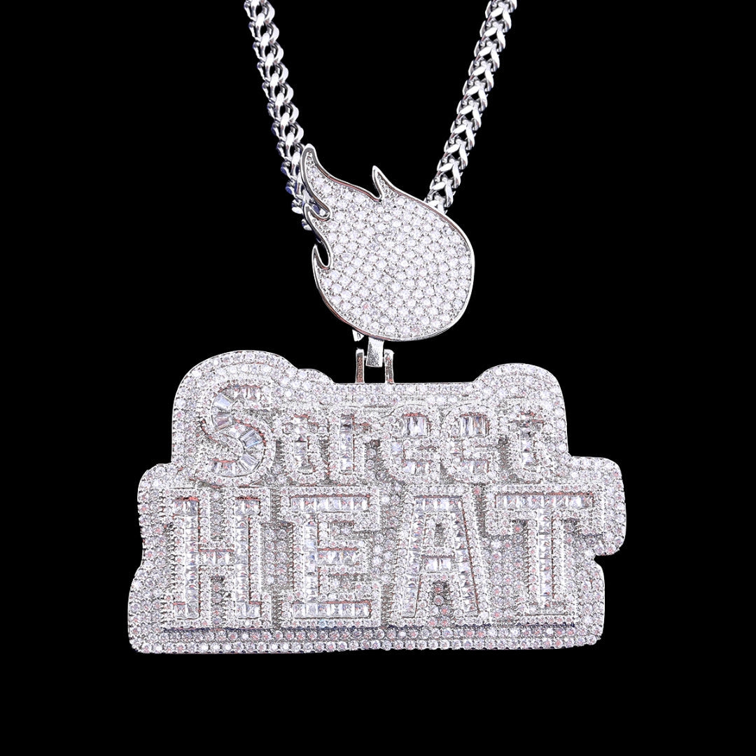 Street Heat Iced Out Diamond Pendant Necklace