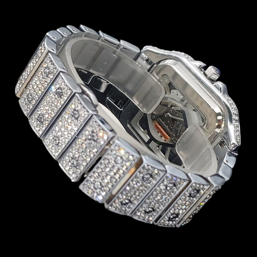 Skeleton Red Dial VVS Iced Out Diamond Designer Watch