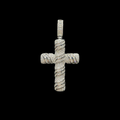 Cross Baguette Steel Edition Iced Out Diamond Pendant Necklace