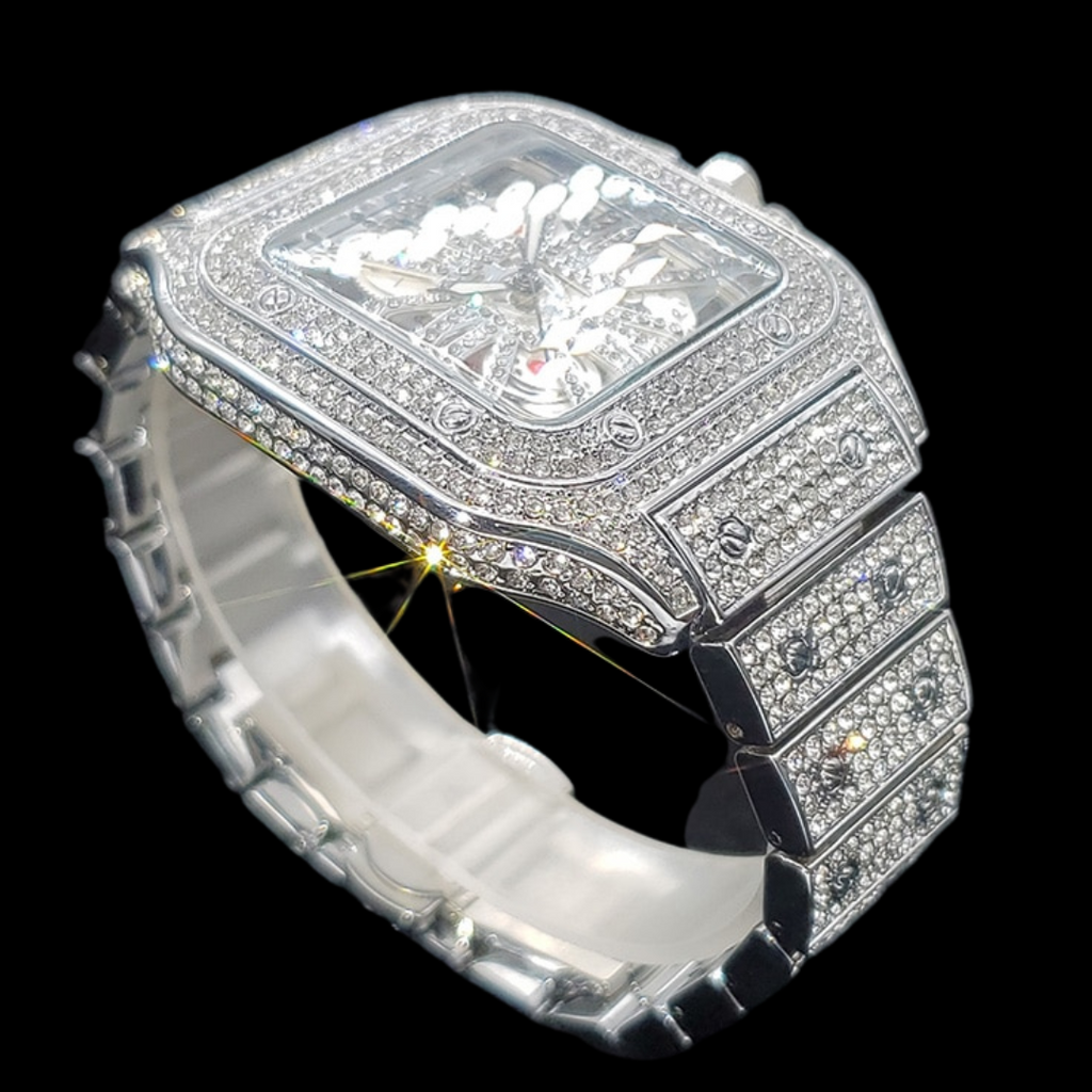 Skeleton Red Dial VVS Iced Out Diamond Designer Watch