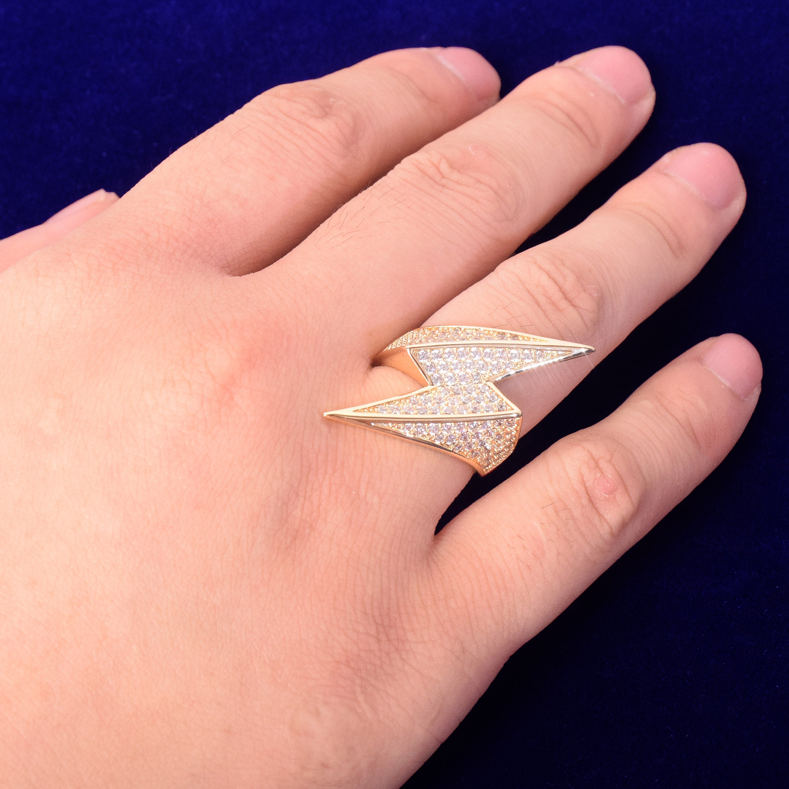 Lightning Sign Iced Out Diamond Ring