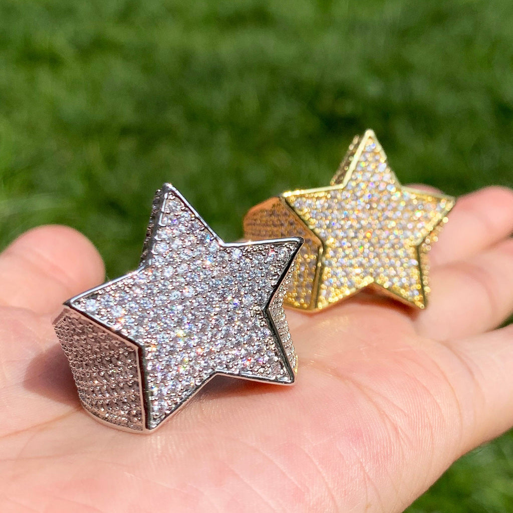 Star Iced Out Diamond Ring
